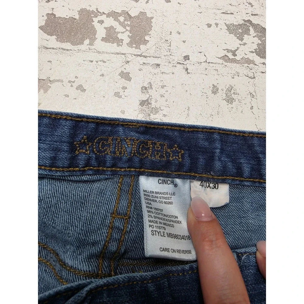 Cinch Mens Blue Denim Bootcut Jeans 40x30 Medium Wash MB98034018